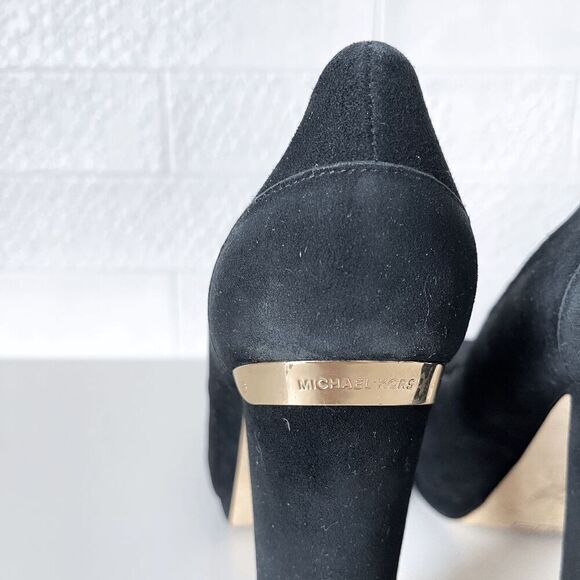 Michael Kors Womens Haven Suede Chunky Platform Heels Black 9M - Picture 4 of 9